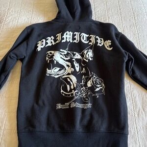 Primitive Black Graphic Hoodie with White Dog Print